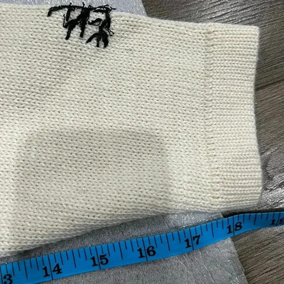 [XL]Rainbow  Bridge Winter Scene Embroidered Collared Button Knit Sweater - Picture 6 of 7